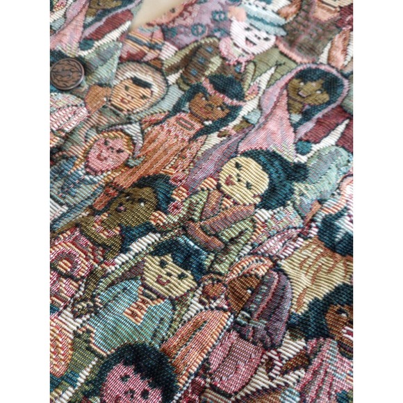 VTG Nadia Children of the World Tapestry Vest S Multicultural Button Inclusive - Picture 2 of 9